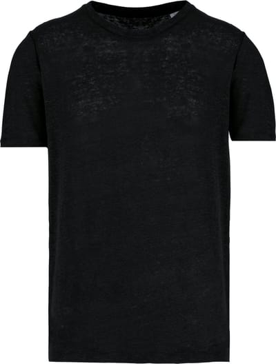 Spasso Linnen heren-t-shirt ronde hals kraag SP320 - Black - S