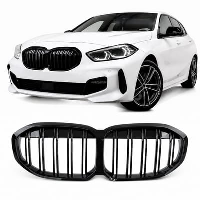 Grill Nieren Geschikt voor BMW 1 Serie F40 F41 Dubbele Spijl Glans Zwart 2019-2026