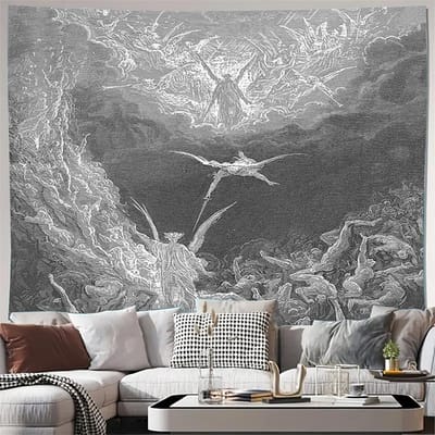 Gotische Wandkleed Donkere Academie Decor Middeleeuwse Kunst Huisdecoratie Vintage Wandkleed Kamerverdeler Achtergrond Wandkunst 130X150CM