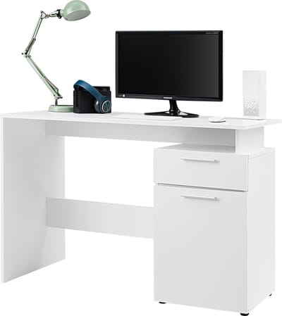 ACAZA Bureau - Bureau met Lades - Bureautafel - Wit - 110 x 53 x 75 cm (L x B x H) - Computertafel - Laptoptafel - Bureau Wit met Lades