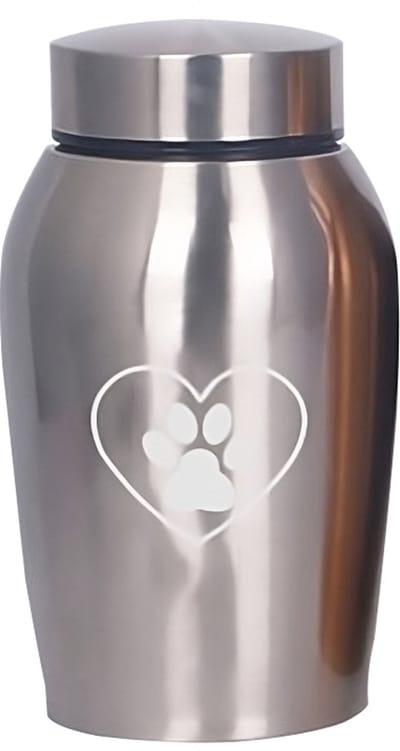 Professionele Begrafenis Urn - 1000 ML - Urn - Mini Crematie Urn - As Urn - Voor Huisdieren, Honden, Katten of Menselijk As - Crematie As - Mini Urn - Silver Paw