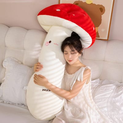70110Cm Reusachtige Cartoon Paddenstoel Pluche Poppenkussen Kleurrijk Lange Streep Paddenstoel Plant Pluche Speelgoed Warme Knuffel Cadeau Voor Vriendin about 70cm white