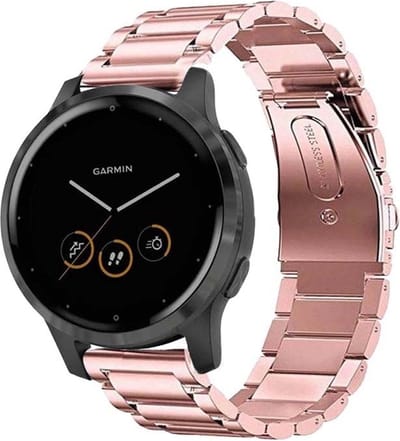 Stalen bandje schakelarmband geschikt voor Garmin Venu 2s / Garmin Vivomove 3s / Garmin Vivoactive 4s bandje staal rose goud metaal schakels - Band smartwatch metaal - Rose Roze