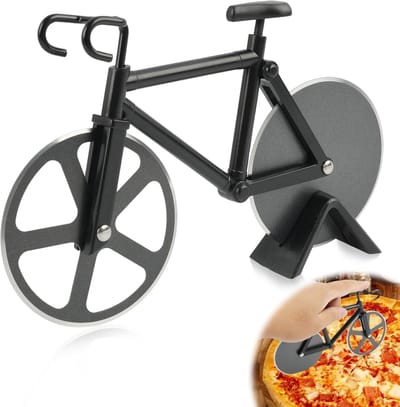 pizzasnijder, roestvrij stalen pizzasnijder met anti-aanbaklaag, praktisch design, nieuwigheid, grappig keukengerei, 19 cm, zwart