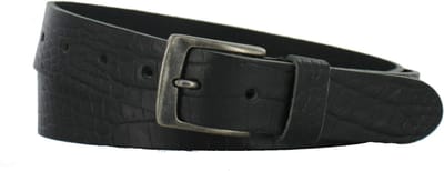 Leren Riem Heren/Dames Krokoprint | 3.5cm breed | Riemmaat: 95cm (totale lengte: 110cm) | 100% echt leer | Kleur: zwart | Nikkelvrije gesp