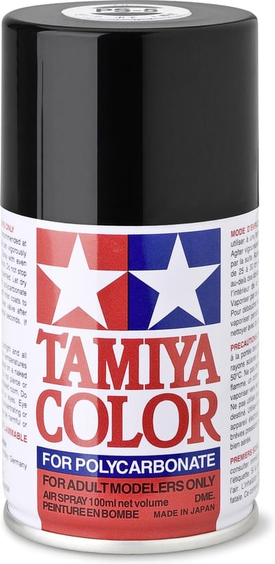Tamiya Hobbyverf - 86005 PS-5 Zwart - Spray voor Polycarbonaat/Lexan RC Bodies - 100 ml Verf spuitbus - 1x 100 ml