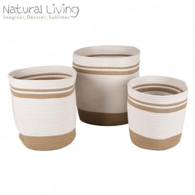 NATURAL LIVING" set van 3 manden van katoenen touw