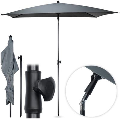 Tuinparasol Grijs Verstelbaar 125x200 cm - Zweefparasol - Parasol - Buiten - Tuin - Strandparasol - Stokparasol