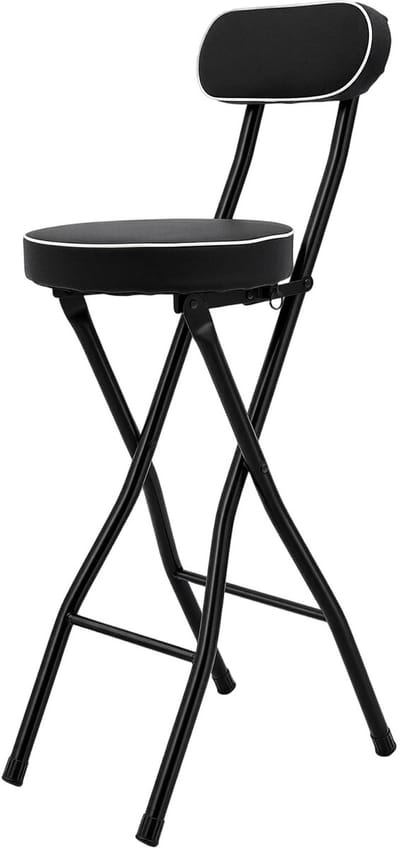CORE Barstoel - Draagbare inklapbare barkruk - 2 Stuks opvouwbaar - Met gevoerde PU-kussens - Max. 125kg draagvermogen - 40x26x88cm - Zwart
