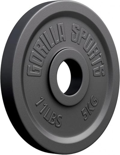 Gorilla Sports Gewichtsschijf - Olympisch - Halterschijf - 5 kg - Gietijzer Zwart - 50 mm