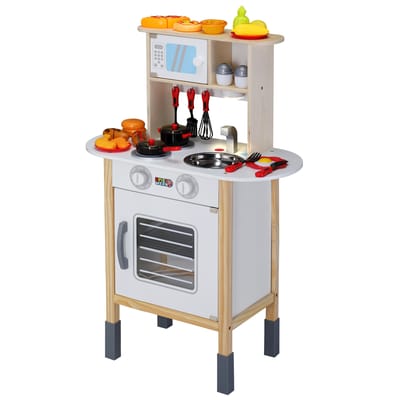 Spielwerk Speelkeuken - Hout 57x29x83cm Hoogte Verstelbaar Accessoires - Wit