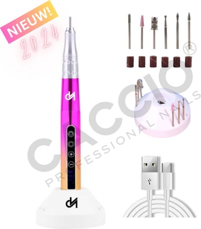 CACCIO® NAILS - Elektrische nagelvijl - Elektrische nagelfrees met oplaadstation - 65W Draadloze Nagelfrees-Incl.6 bitjes/schuurrolletjes-Vibratievrij-Geluidvrij-Manicure/pedicure voeten en handen Acrylnagels-Gelnagels - Nagels - Nail Drill Machine