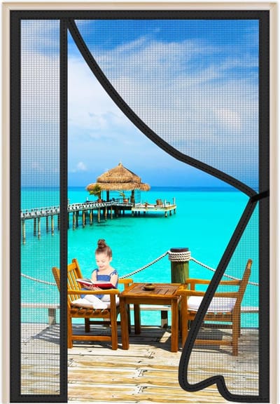 Magnetische Rolhordeur met Zijopening - Hordeur 200x185cm voor Balkon en Terrasdeuren - Houdt Muggen en Vliegen Buiten