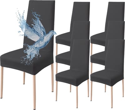 Dailygoody - Stoelhoezen - Eetkamerstoelhoes - Waterdicht en rekbaar - Zwart - Universeel en eenvoudig aan te brengen - Bescherming voor meubels - 6 s..