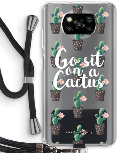 Case Company® - Hoesje met koord geschikt voor Poco X3 Pro hoesje met Koord - Cactus quote - Telefoonhoesje met Zwart Koord - Bescherming aan alle Kanten en Over de Schermrand