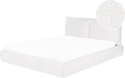 VINAY - Tweepersoonsbed - Wit - 160 x 200 cm - Bouclé