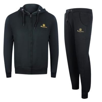 Aquascutum Zwarte Hoodie Met Rits En Trainingsbroekset
