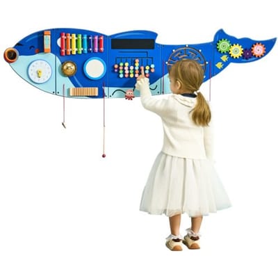 VEVOR Orca Activity Wall, Busy Board Panels, 12 spellen, Montessori sensorische muurspeelgoed voor kinderen van 3-12 jaar, leeractiviteitencentrum, ideaal voor de speelkamer, kleuterschool en klaslokaal