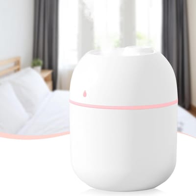 carmdering - Mini Luchtbevochtiger - USB Luchtbevochtiger - Stille Luchtbevochtiger - 220ml, 20dB, USB, 3,5u auto-off, kleurrijke nachtlamp - Voor kantoor, thuis & auto - Compact 100g, groen/wit