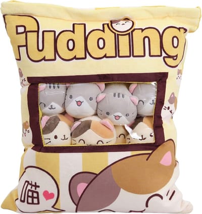 Klikkopers® - Kawaii kussen Met 8 Katjes - Squish Knuffel - Kat Squishy - Kawaii knuffel - Kawaii Kat Knuffel - 50CM