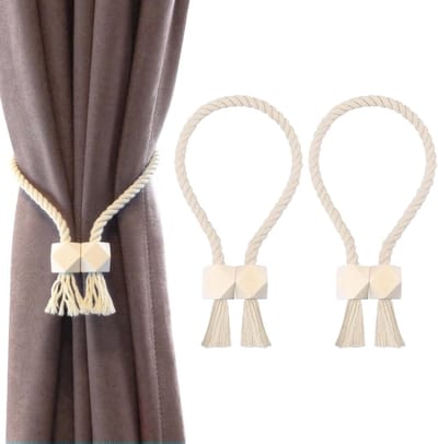 Handgeweven Magnetische Gordijnhouders, Set van 4, Sterke Magneten, Boho Decoratie voor Thuis en Kantoor, Perfect voor Gordijnen en Raamdecoratie