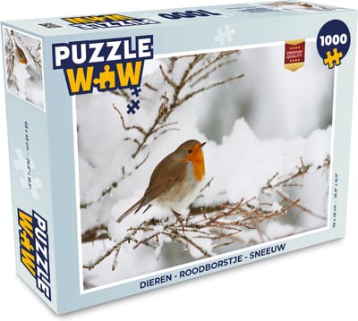 Puzzel Roodborstje - Sneeuw - Takken - Legpuzzel - Puzzel 1000 stukjes volwassenen