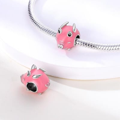 Composants de Perles à Charme Métal Cuivre Plaqué Perle Cochon Rose Céleste Volant Composants de Perles Compatible Avec Composants de Perles à Charme Authentique Original white