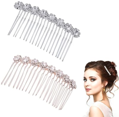 Dailygoods- Haarsieraad met Zilveren Strass - Bruidshaarspeld - Elegante Haarclip - Kristallen Haarkam - Geschikt voor Ceremonies - Modieus en Draagbaar - Haarspeld