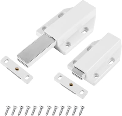 Pressure Door Opener - Push to Open Magnet - 2 Pieces - Heavy Duty Cabinet Hardware - Door Opener voor Tip on Fittings Furniture - Drawers en Cabinet Deuren - Magnetische Snapper - Wit