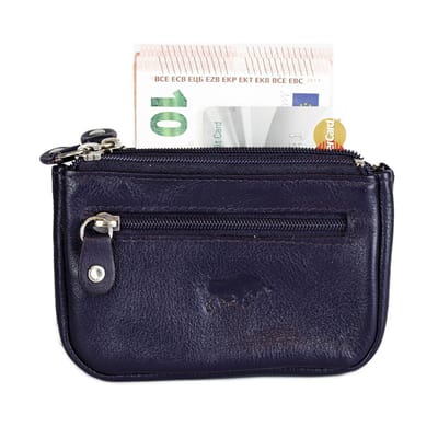 Portemonnee Dames – Aubergine - Soepel Leer - Sleuteletui met rits – Mini Portemonnee - Arrigo