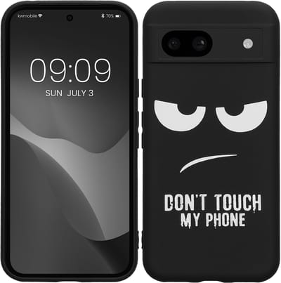 kwmobile telefoonhoesje geschikt voor Google Pixel 8a - Hoesje voor smartphone in wit / zwart - Backcover van TPU - Don't Touch My Phone design