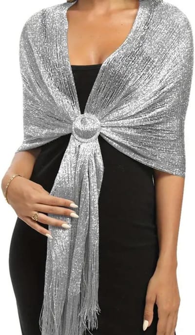 Metallic Dames Sjaal & Stola - Zilver - Dames - Feest, Bruiloft & Dagelijks - Cadeau
