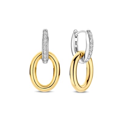 TI SENTO Dames Oorbellen - 925 zilver - Zirkonia met geel verguld - 78015ZY