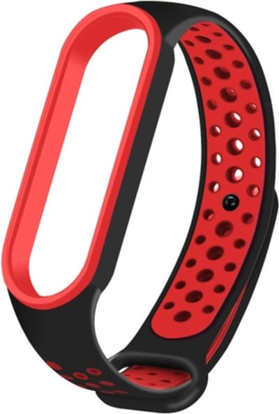 Siliconen bandje - geschikt voor Xiaomi Mi Band 5 / Mi Band 6 - zwart-rood