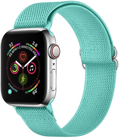 SBG Nylon Bandje Geschikt voor Apple Watch 1/2/3/4/5/6/7/8/9/10/11/SE - 38/40/41/42MM - Elastisch Sport Horlogebandje - Mint Groen