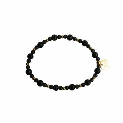 FlowJewels - armband - staal - cats eye - goudkleurig - elastisch - handgemaakt