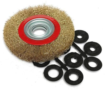 Ronde staalborstel 125 mm, metalen borstel voor slijpmachine, reinigen en polijsten met 10 adapterringen (13, 16, 22, 25 mm) voor optimale resultaten