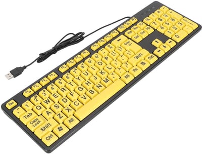 Dailygoods - Computertoetsenbord met Grote Print - USB-bekabeld - Extra Groot Toetsenbord - Visueel Vriendelijk - Voor Senioren - 104 Toetsen