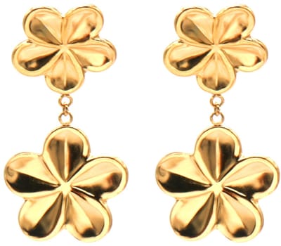 Oorbellen bloemen - RVS - goudkleurig - 5 cm