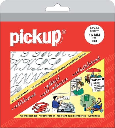 Pickup plakletters en plakcijfers boekje Script zilver - 16 mm