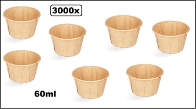 3000x Sausbakje kraft papier 60ml - souffle- Saus bakje mayonaise ketchup mosterd diner food