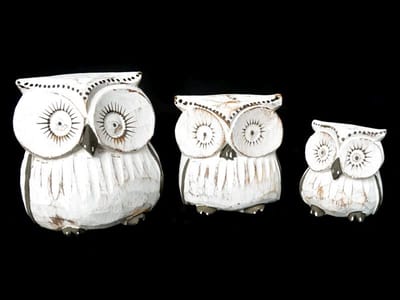 uiltjes set=3 10,6,8xcm antique white
