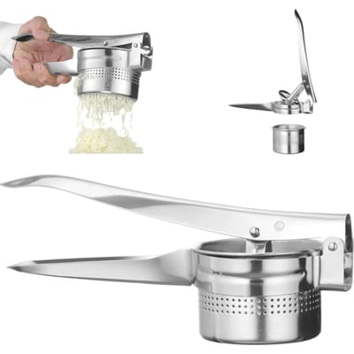 HENDI Aardappelpers – Roestvast staal – Verwijderbare zeef – Vaatwasmachinebestendig – 270x100x95 mm