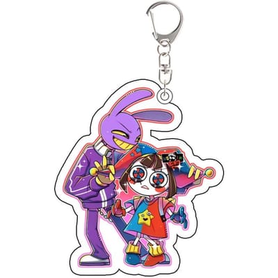 Voor TADC Pomni Jax Anime Merchandise Acryl Sleutelhanger Custom Cartoon Schattig Verfijnd Rugzak Hanger Accessoires Festival Cadeau gray