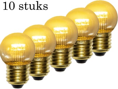 10 stuks - LED kogellamp - 0,7W - transparant kap - E27 2700K - IP21
