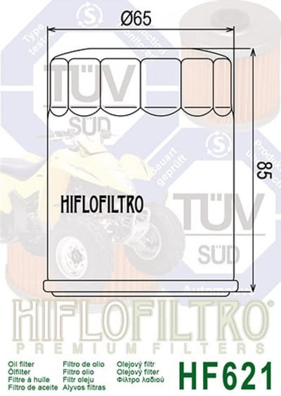 hiflofiltro oliefilter voor quad arctic cat atv hf621 / 0812-029 nieuw
