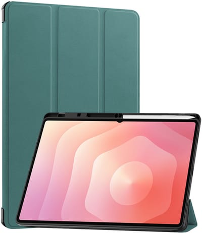 Hoes - Geschikt voor Samsung Galaxy Tab S11 Ultra - Dun & Stevig - Trifold Bookcase - Hard Cover Case - Met Uitsparing Geschikt voor S Pen - Hardcover Book - Tablet Hoesje - Donkergroen