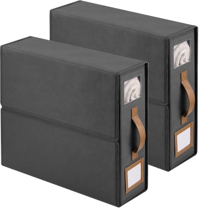 Dailygoods- Beddenorganizer Set van 2 - Opvouwbaar - Opslag voor Lakens/Dekbedovertrekken - Handvatten - Transparante Vensters - Grijs - Opbergdozen