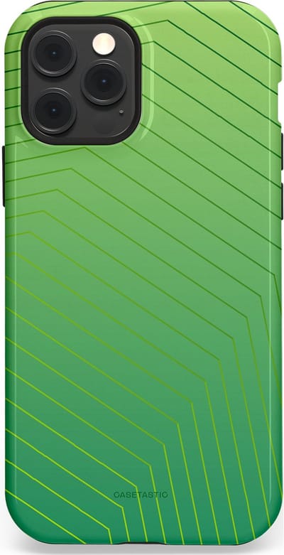 Casetastic Hoesje Geschikt voor Apple iPhone 12/12 Pro Magsafe - Stijlvolle Beschermende Duo-layer Case - Neon Groen Net
