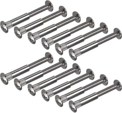 Dailygoods- Hulsschroeven Set van 12 - Verbindingsschroeven M6 - Meubelverbinders - Schroefdraadhulzen - Gelegeerd Staal - Corrosiebestendig - Meubelschroeven